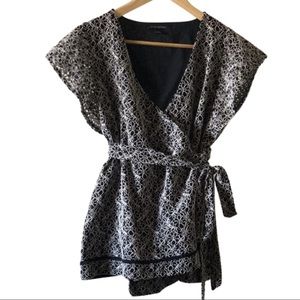 Banana Republic Floral Lace Pattern Wrap Blouse
